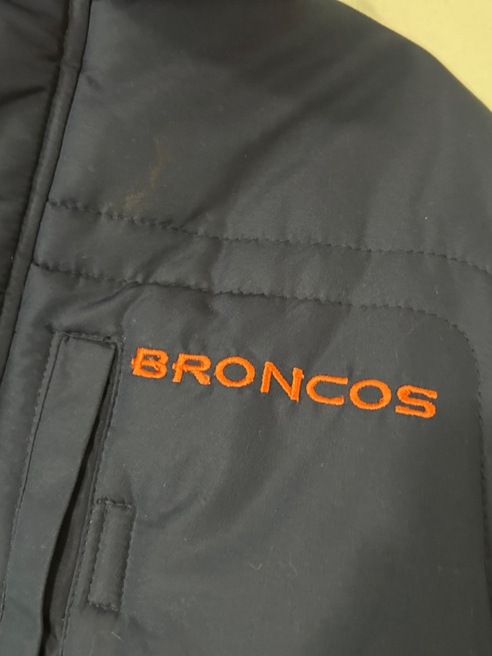NWT Vintage Reebok NFL Denver Broncos Youth XL Puffer Jacket Coat Navy Orange - Picture 4 of 13